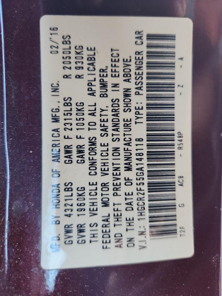2016 HONDA ACCORD