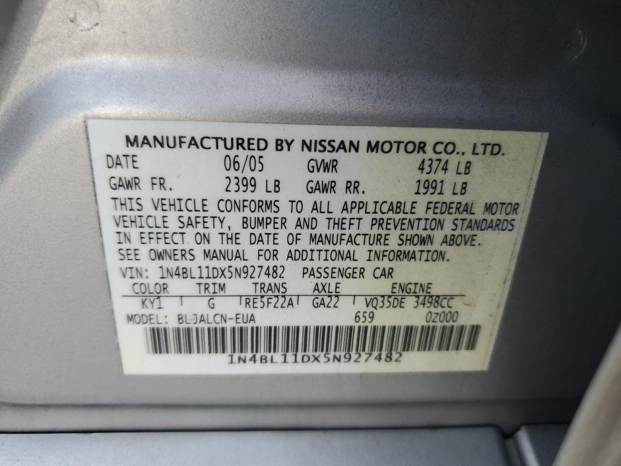 2005 NISSAN ALTIMA