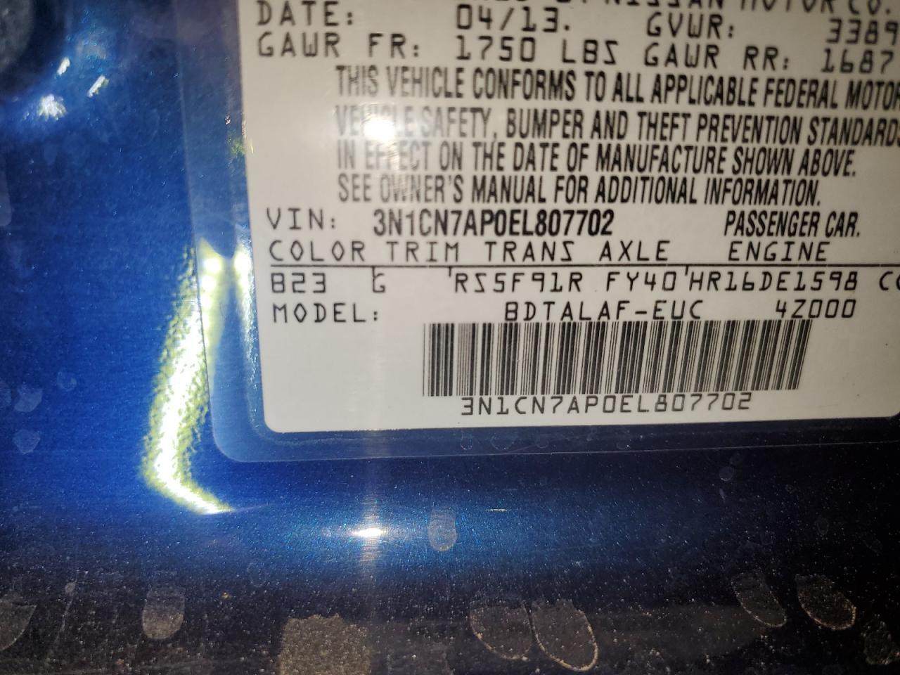 2014 NISSAN VERSA