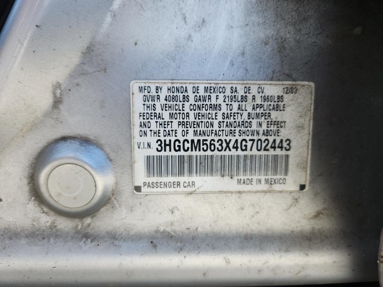2004 HONDA ACCORD