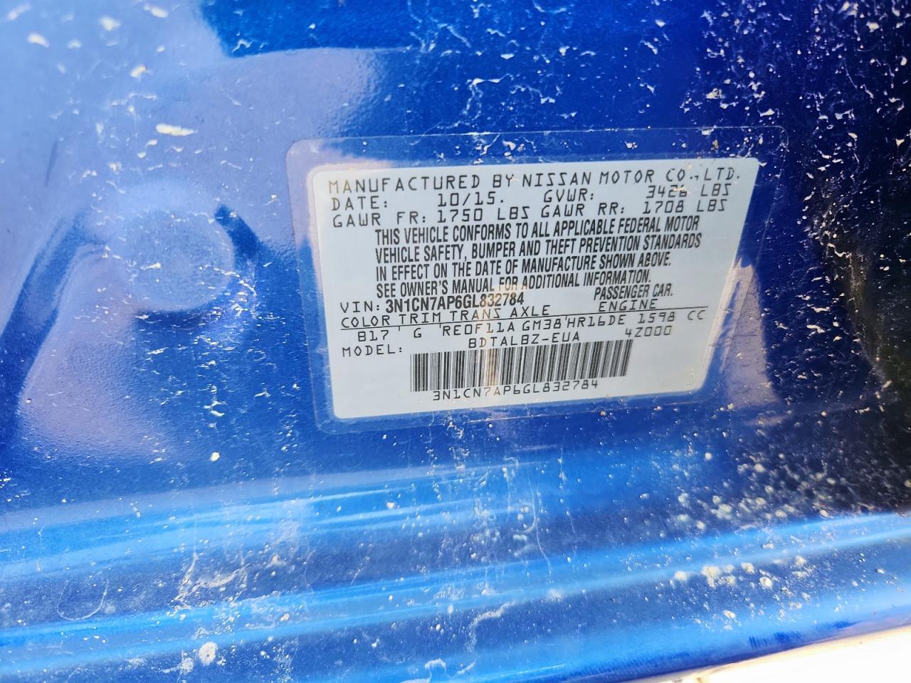 2016 NISSAN VERSA