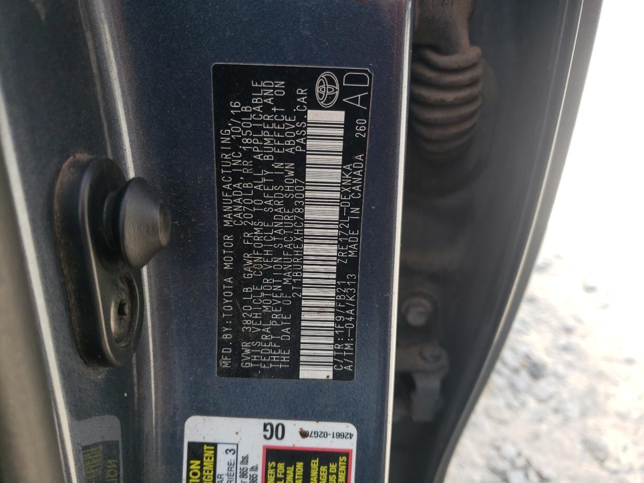 2017 TOYOTA COROLLA