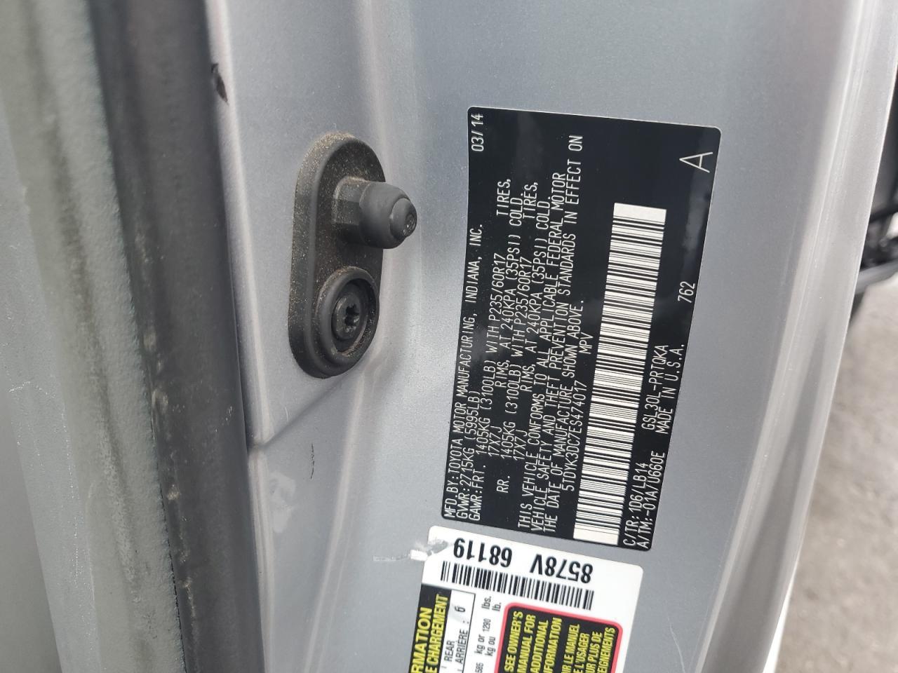 2014 TOYOTA SIENNA