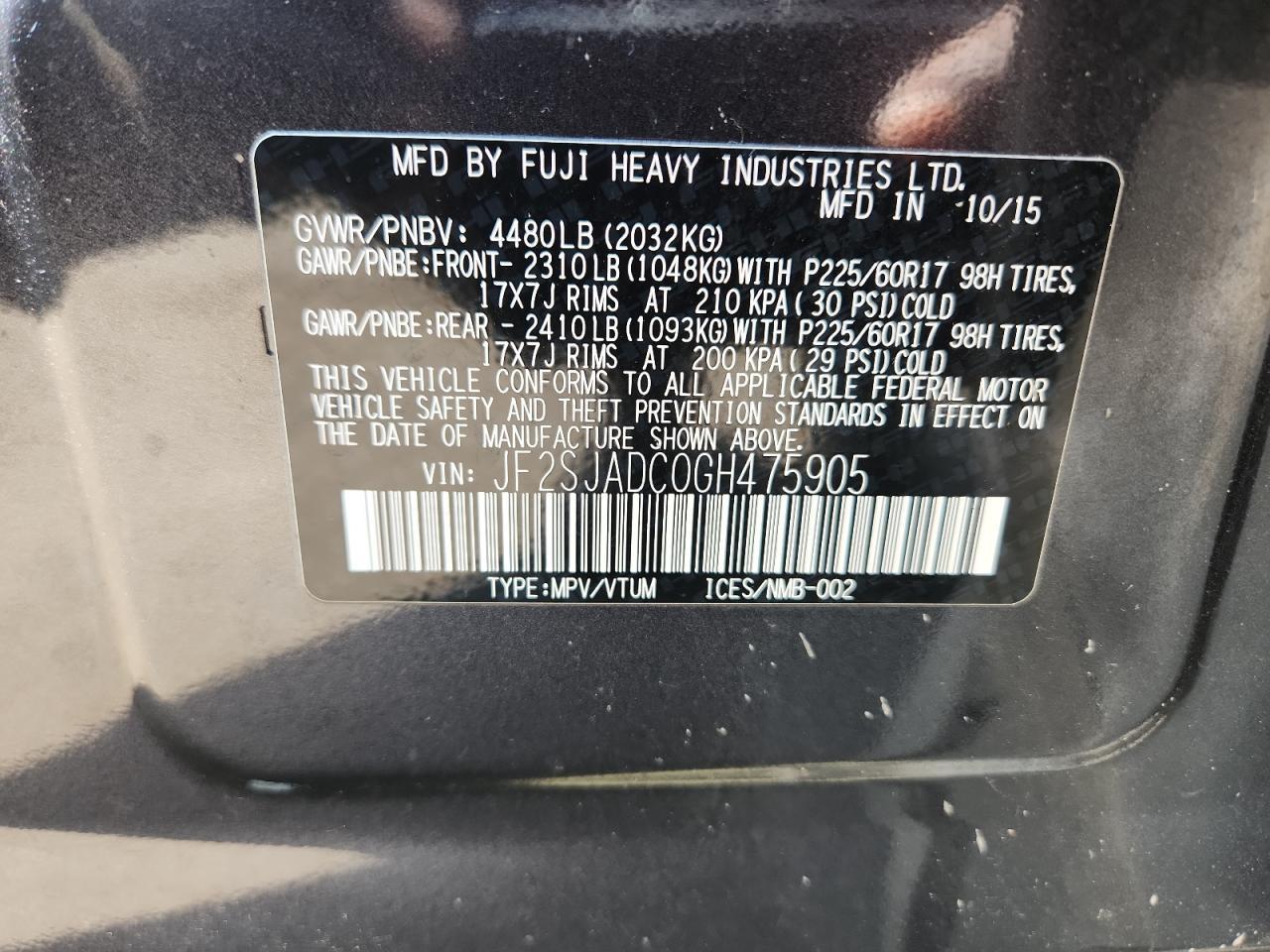 2016 SUBARU FORESTER