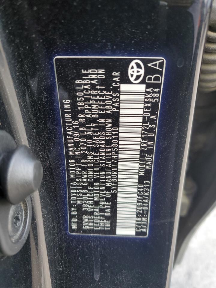 2017 TOYOTA COROLLA