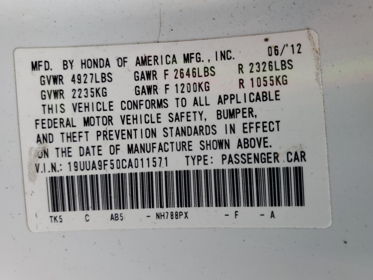 2012 ACURA TL