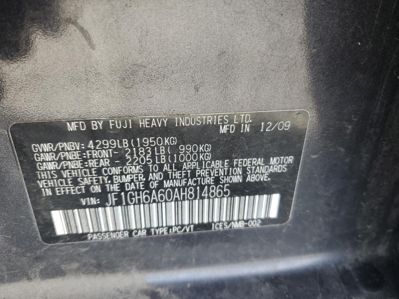 2010 SUBARU IMPREZA