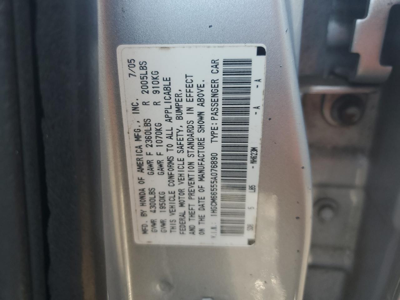 2005 HONDA ACCORD