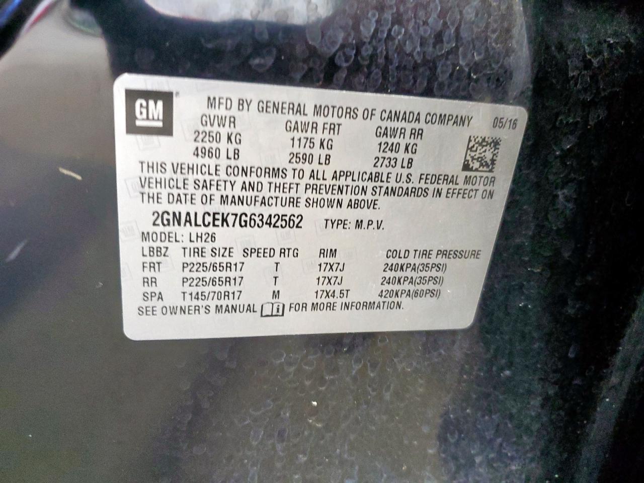 2016 CHEVROLET EQUINOX