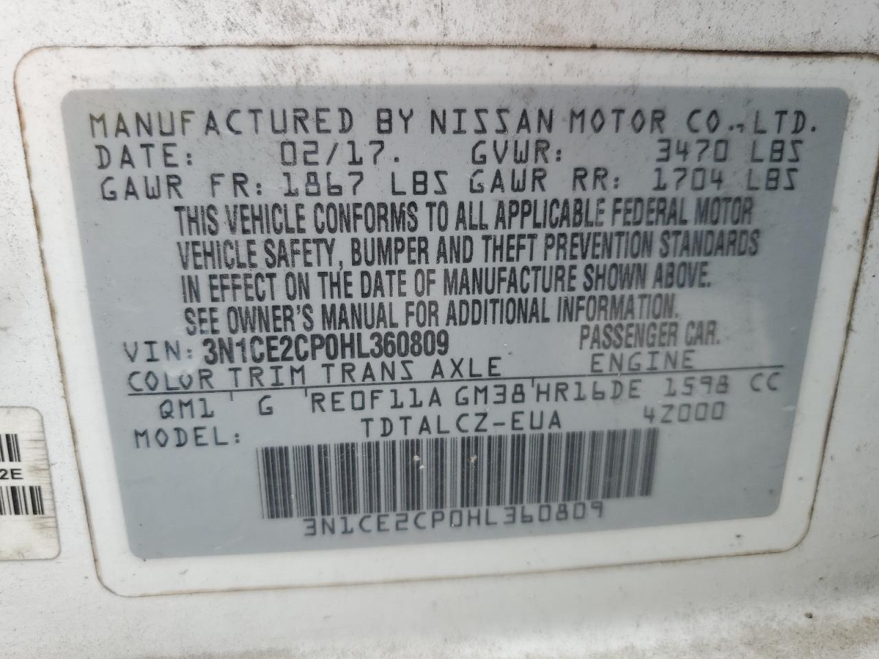 2017 NISSAN Versa Note
