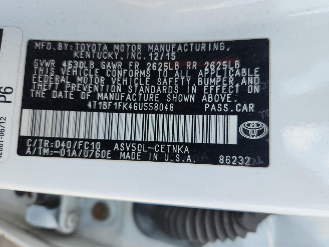 2016 TOYOTA CAMRY