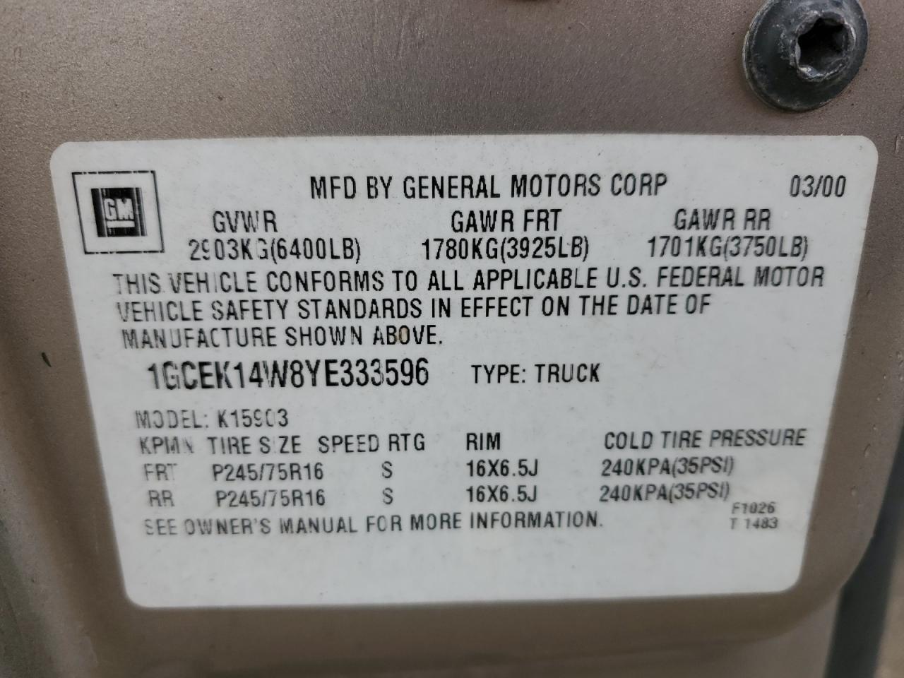 2000 CHEVROLET Silverado