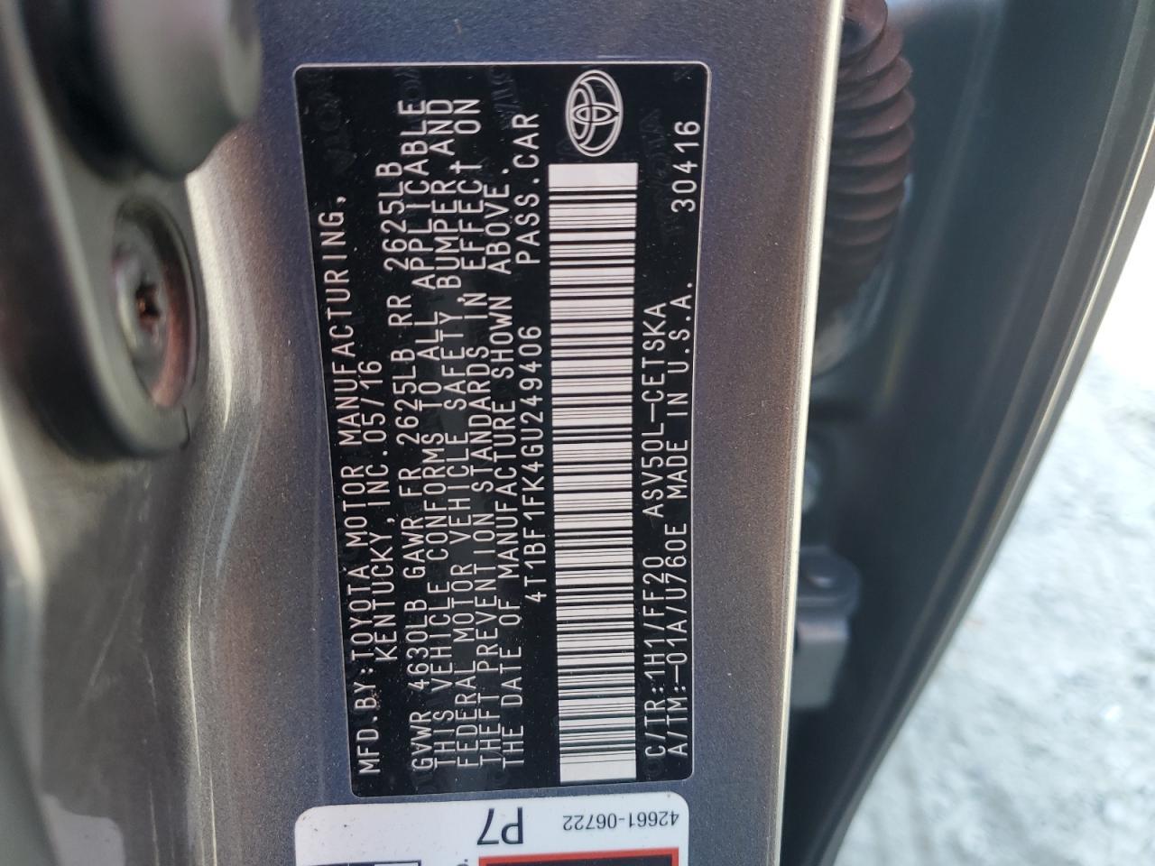 2016 TOYOTA CAMRY