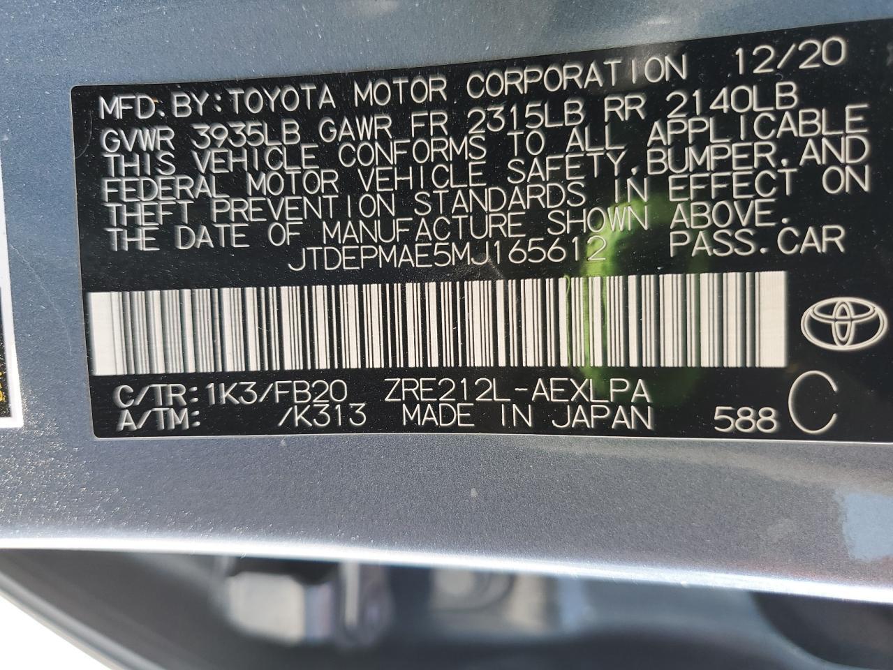 2021 TOYOTA COROLLA