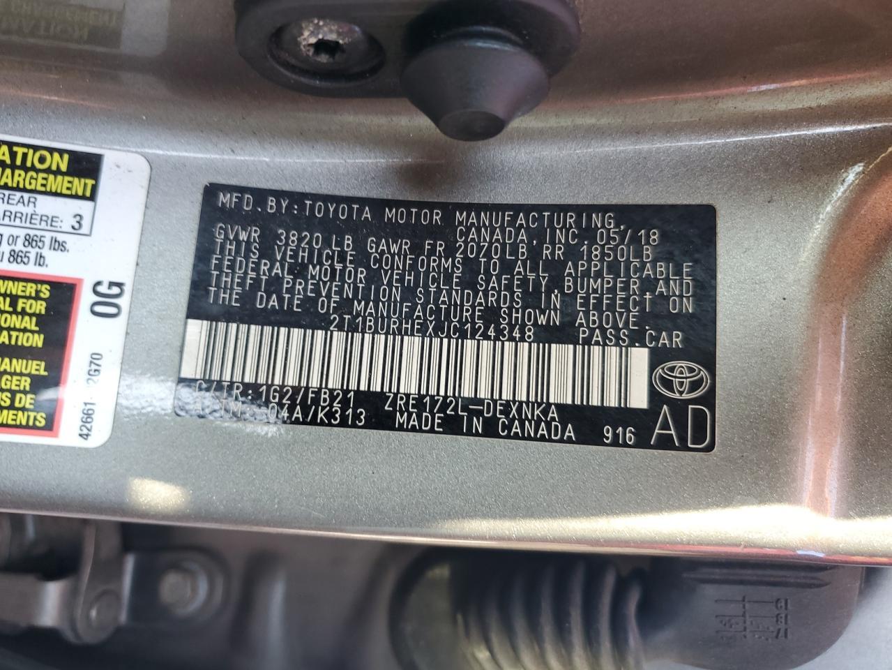 2018 TOYOTA COROLLA