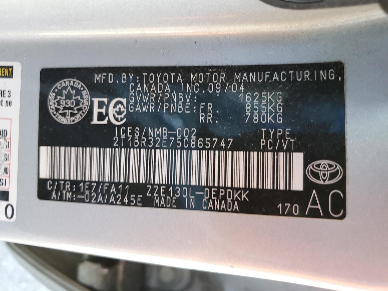 2005 TOYOTA COROLLA