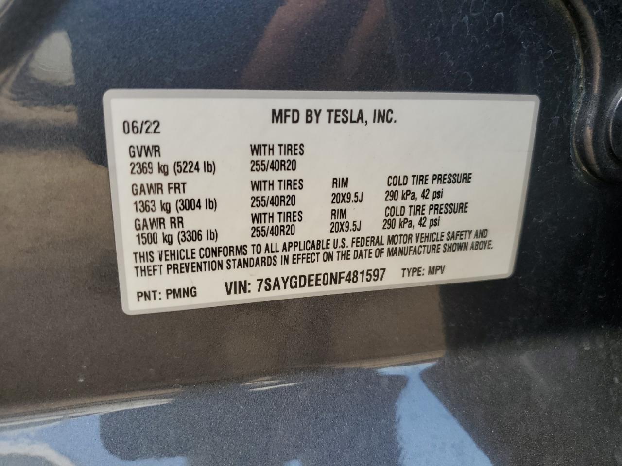 2022 TESLA MODEL Y