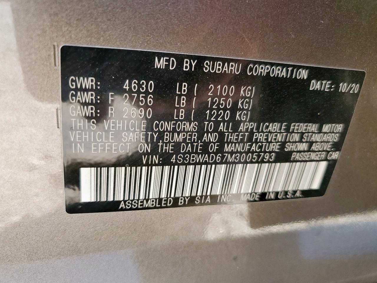 2021 SUBARU Legacy