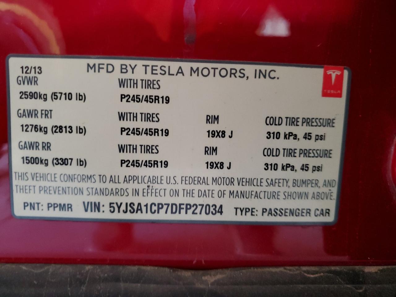 2013 TESLA MODEL S