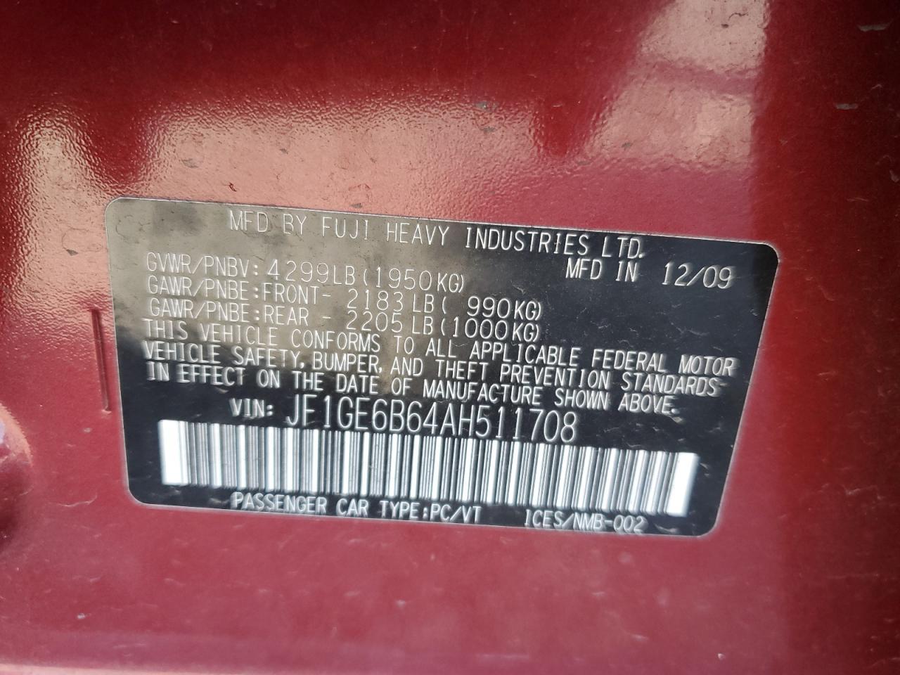 2010 SUBARU IMPREZA
