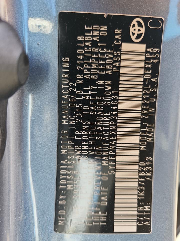2022 TOYOTA COROLLA