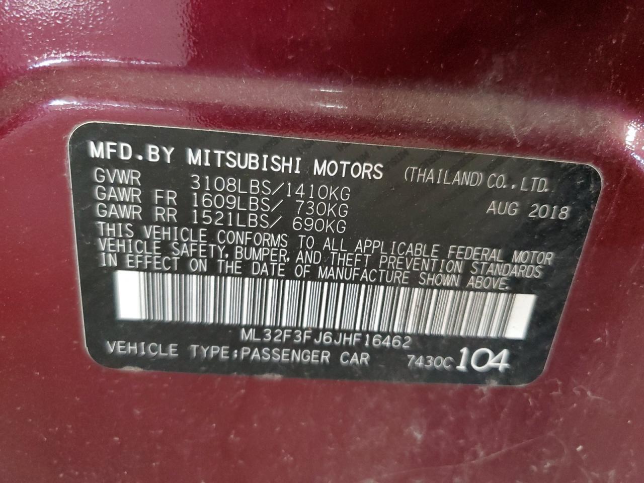 2018 MITSUBISHI MIRAGE