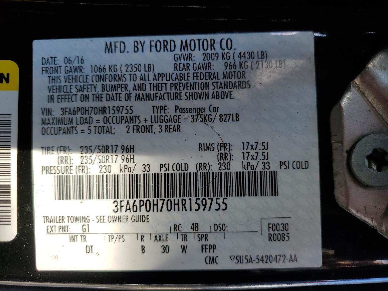 2017 FORD FUSION
