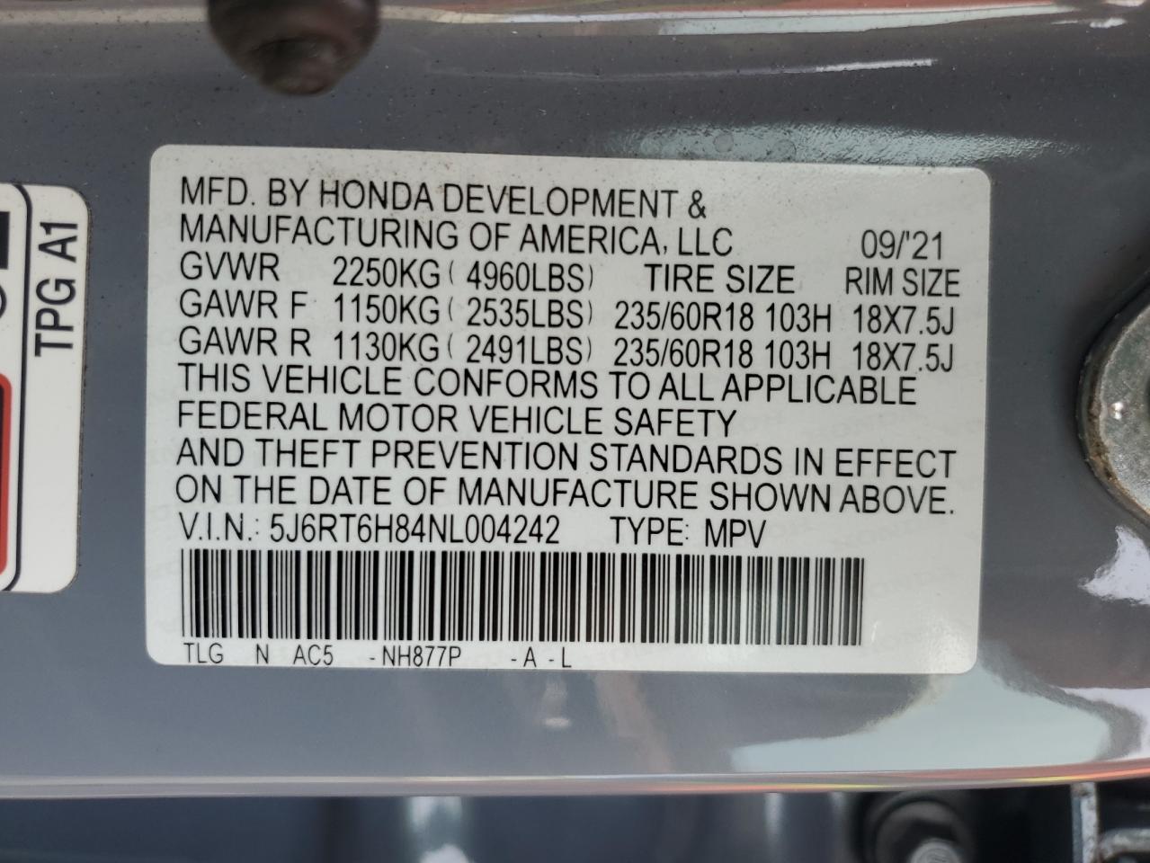 2022 HONDA CR-V