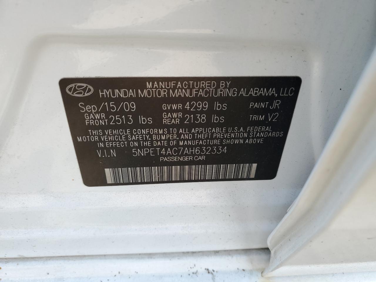 2010 HYUNDAI SONATA
