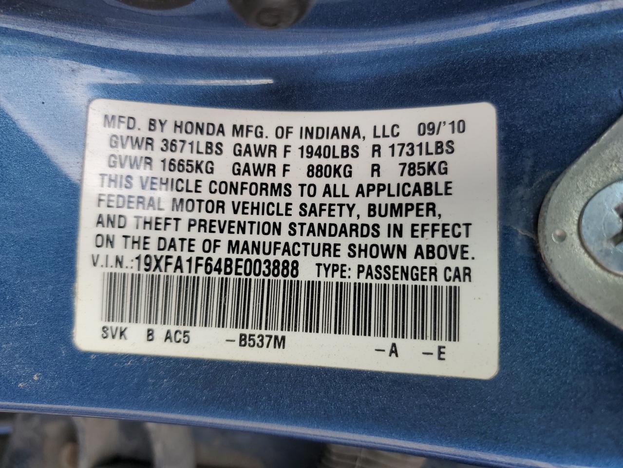 2011 HONDA CIVIC