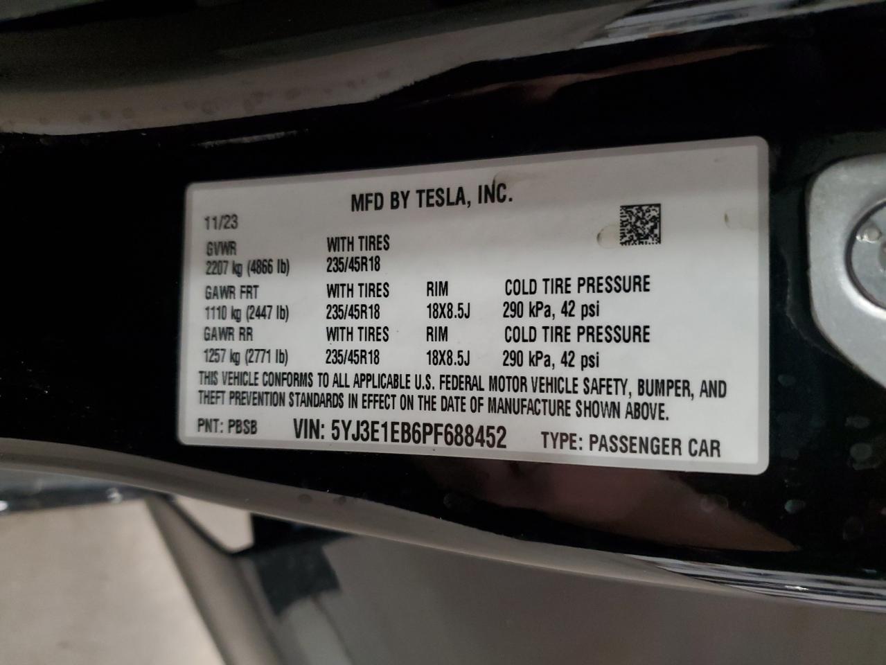 2023 TESLA MODEL 3