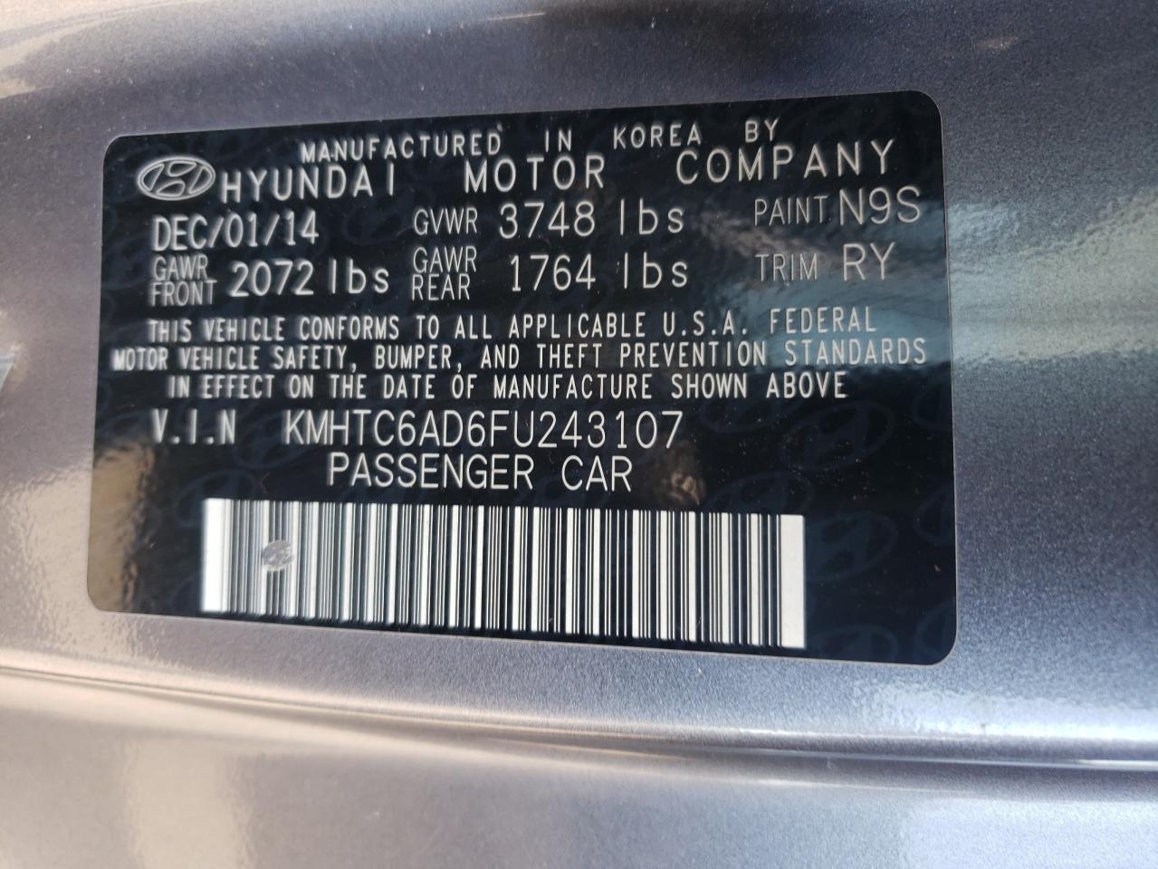 2015 HYUNDAI VELOSTER