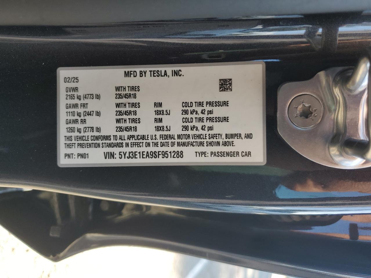 2025 TESLA MODEL 3