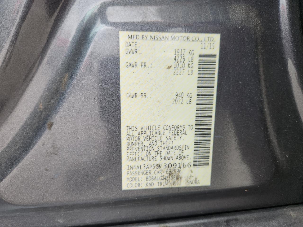 2016 NISSAN ALTIMA
