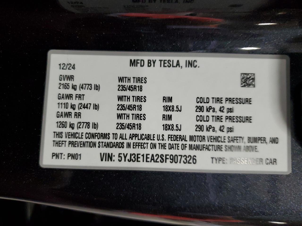 2025 TESLA MODEL 3