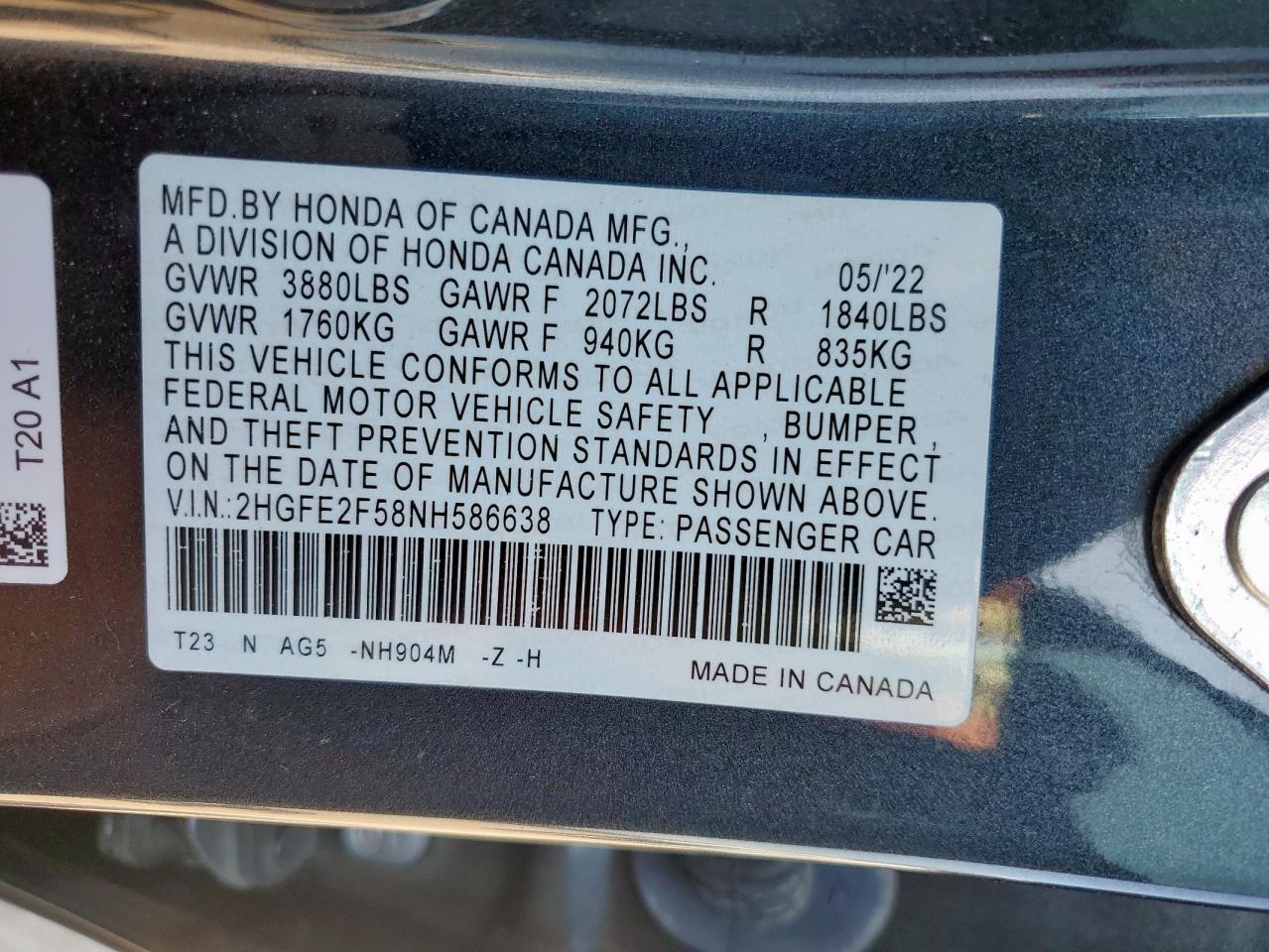 2022 HONDA CIVIC