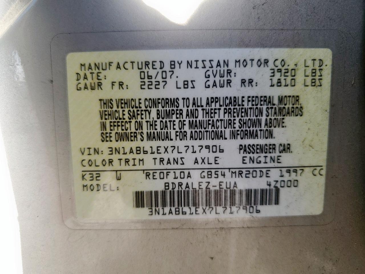 2007 NISSAN SENTRA
