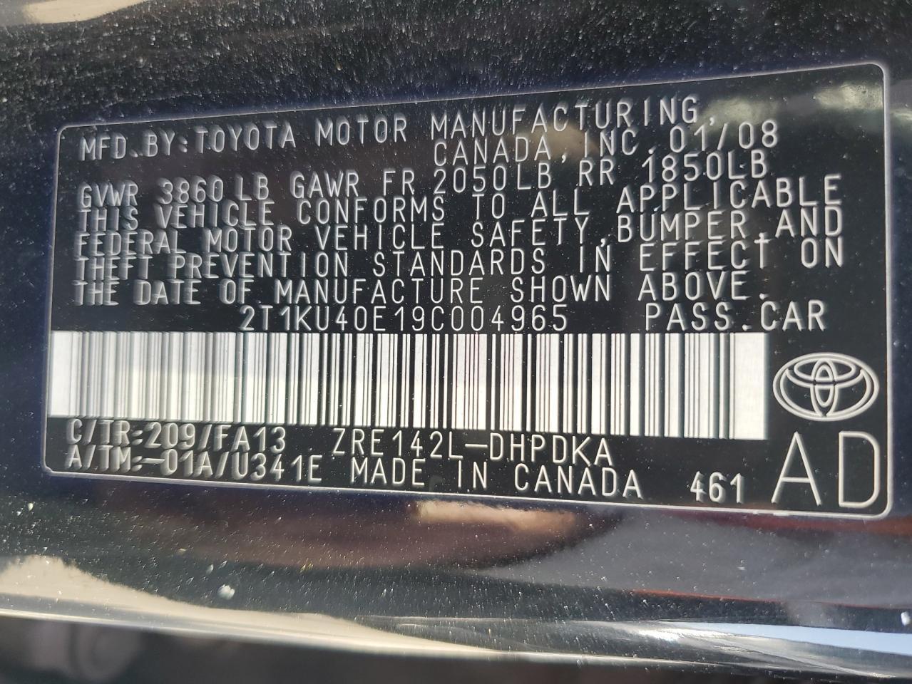 2009 TOYOTA COROLLA
