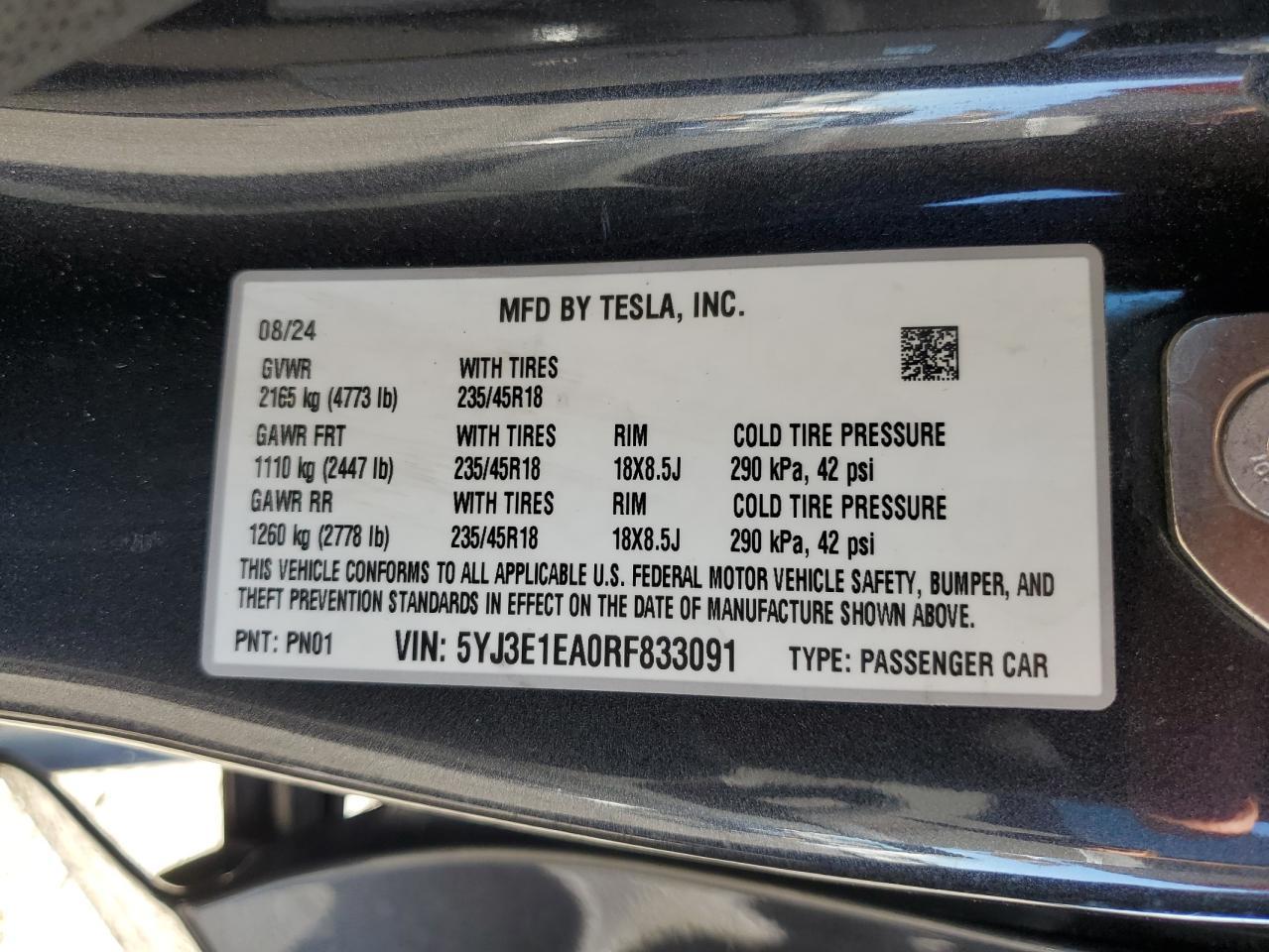 2024 TESLA MODEL 3