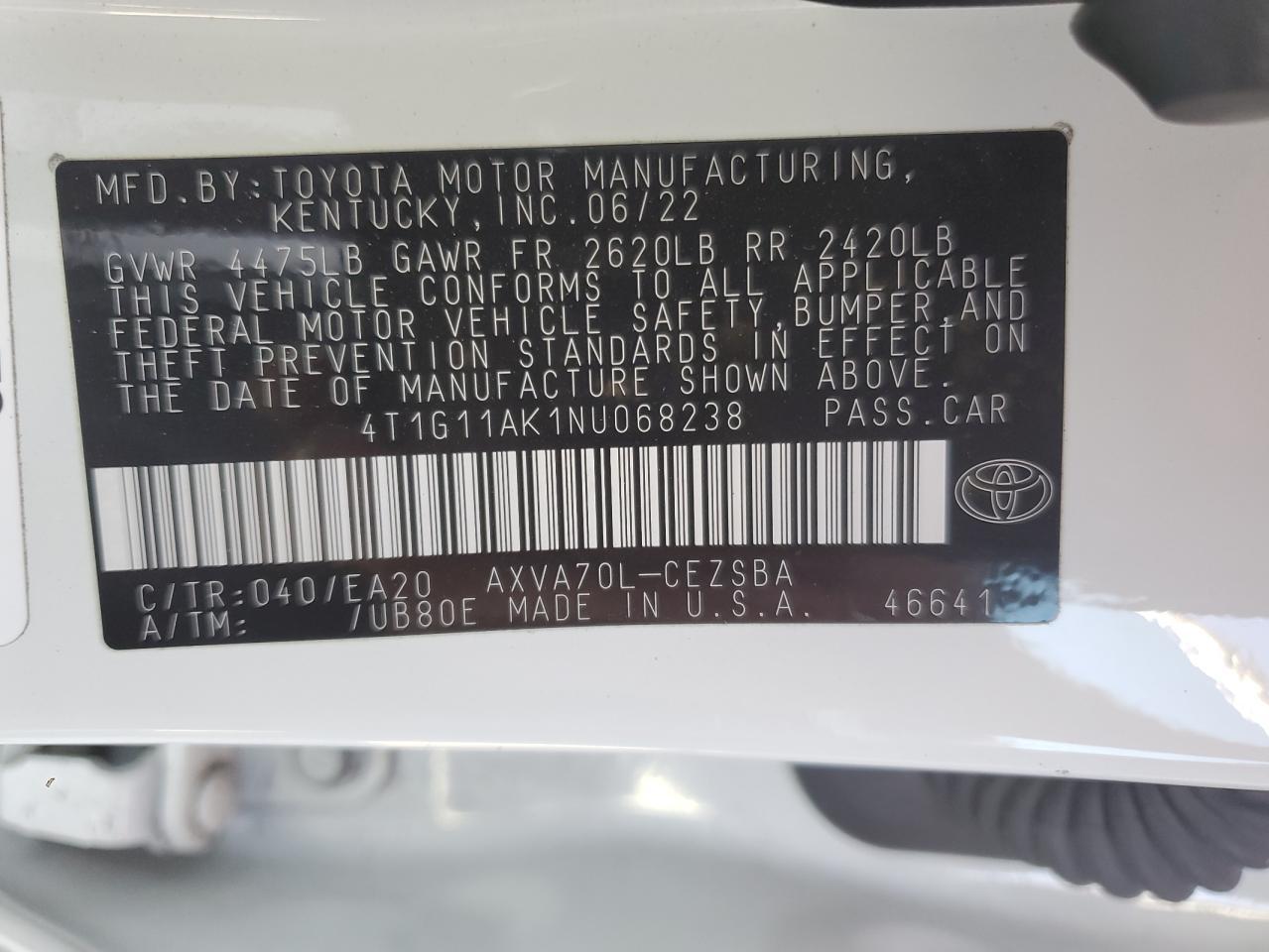 2022 TOYOTA CAMRY