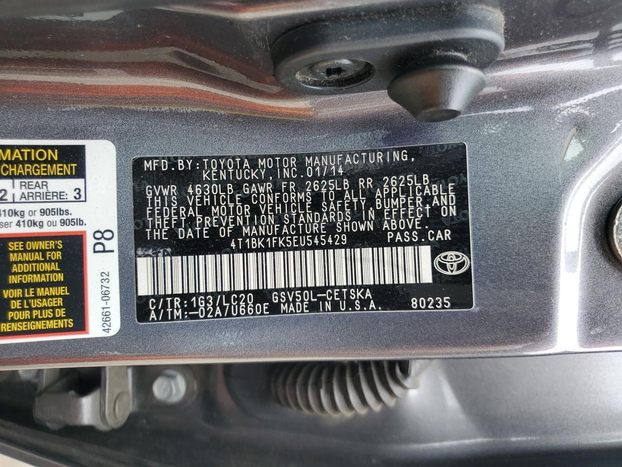 2014 TOYOTA CAMRY