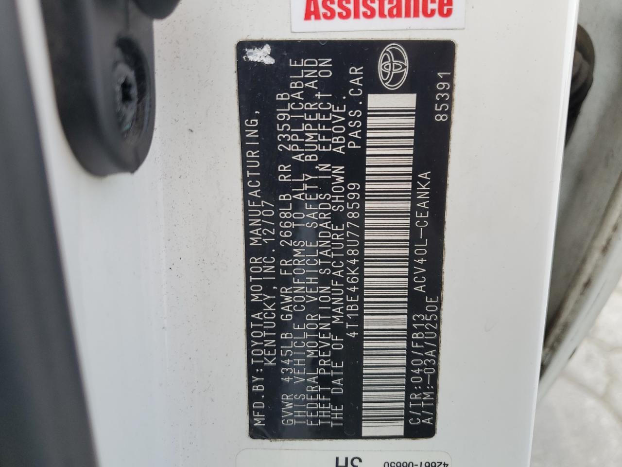 2008 TOYOTA CAMRY