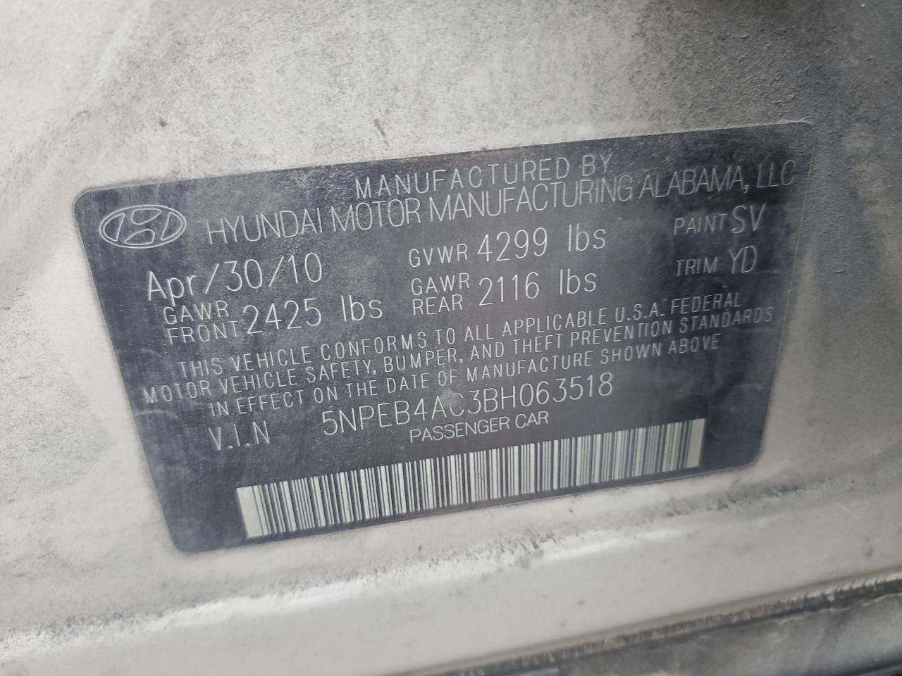 2011 HYUNDAI SONATA
