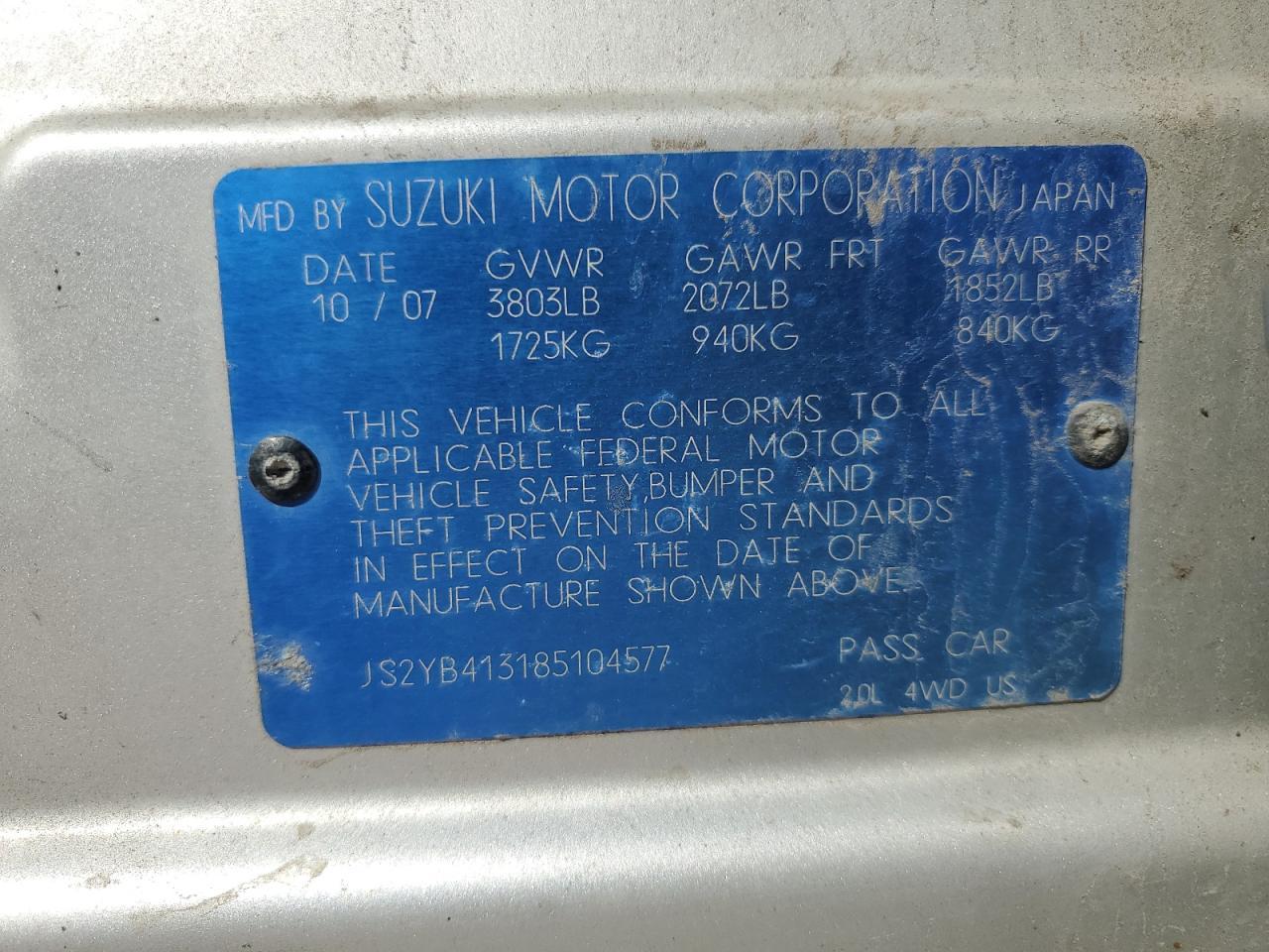 2008 SUZUKI SX4