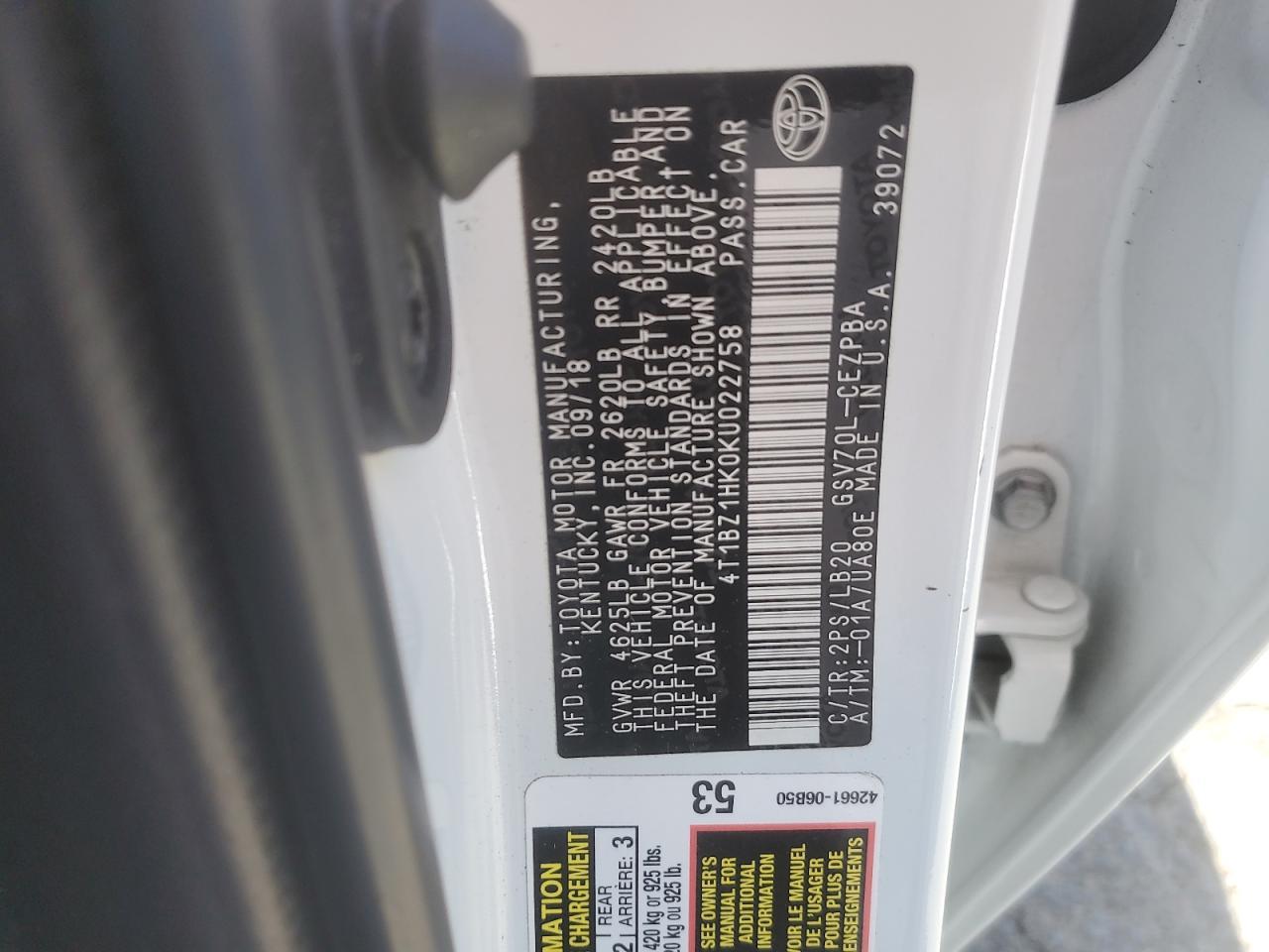 2019 TOYOTA CAMRY