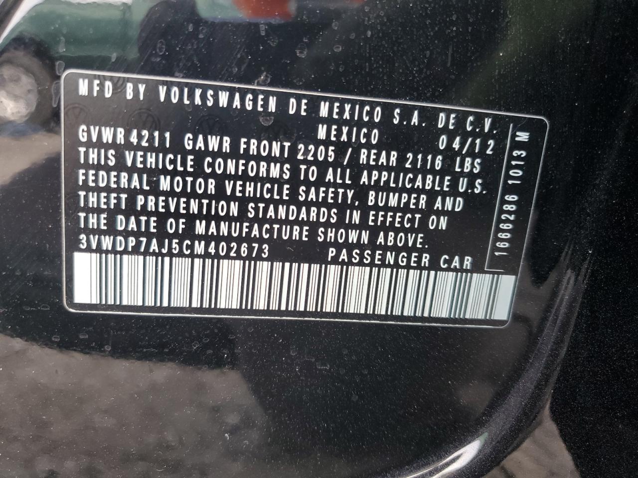 2012 VOLKSWAGEN JETTA