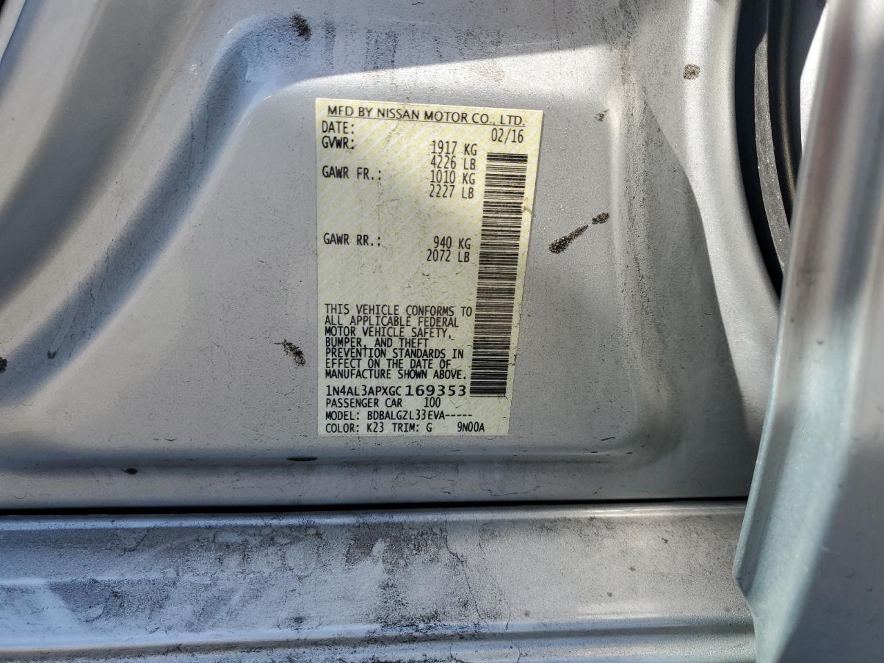 2016 NISSAN ALTIMA