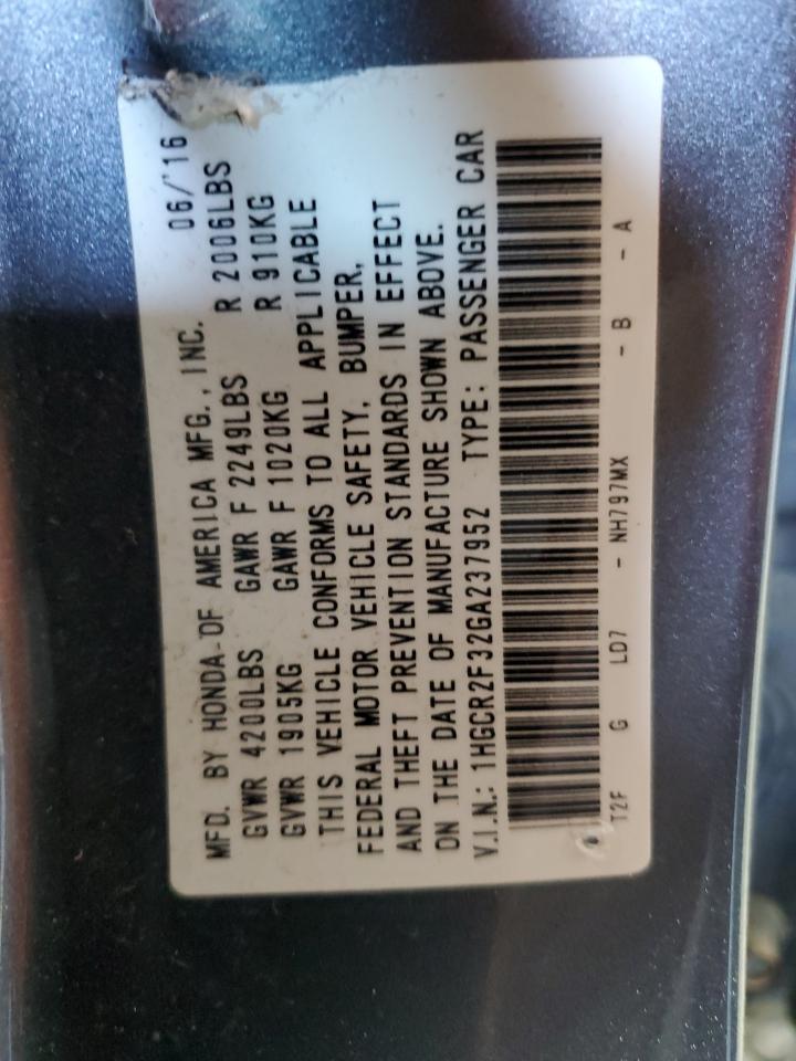 2016 HONDA ACCORD