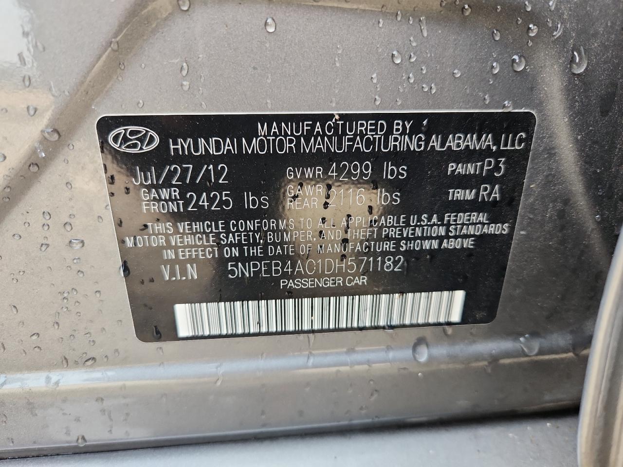 2013 HYUNDAI SONATA