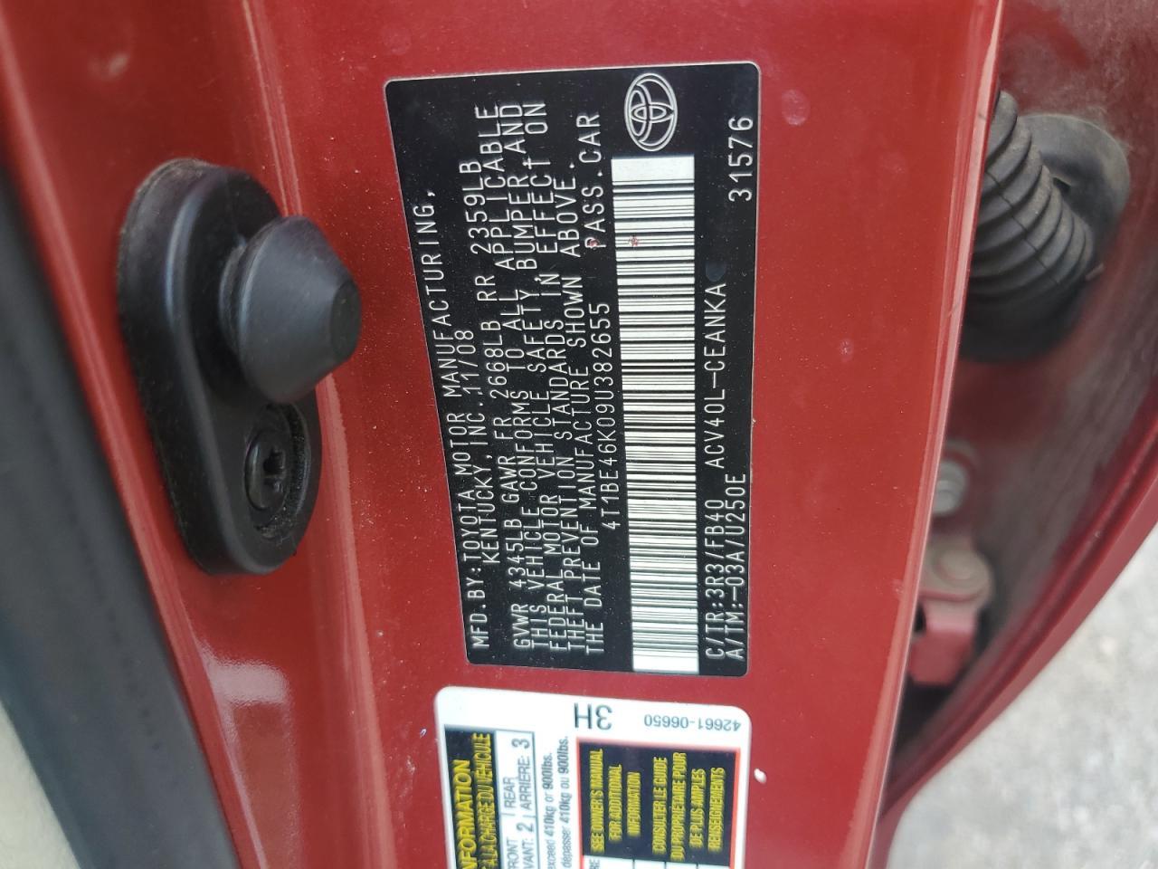 2009 TOYOTA CAMRY